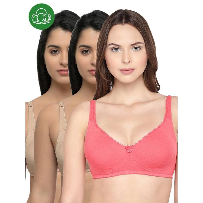 Inner Sense Organic Cotton Antimicrobial Seamless Side Support Bra (Pack of 3) (32B)