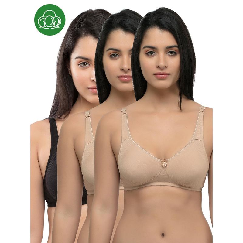 Inner Sense Organic Cotton Antimicrobial Seamless Side Support Bra (Pack of 3) (36C)
