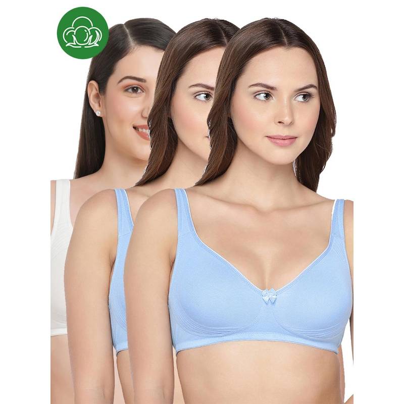 Inner Sense Organic Cotton Antimicrobial Seamless Side Support Bra (Pack of 3) (32B)