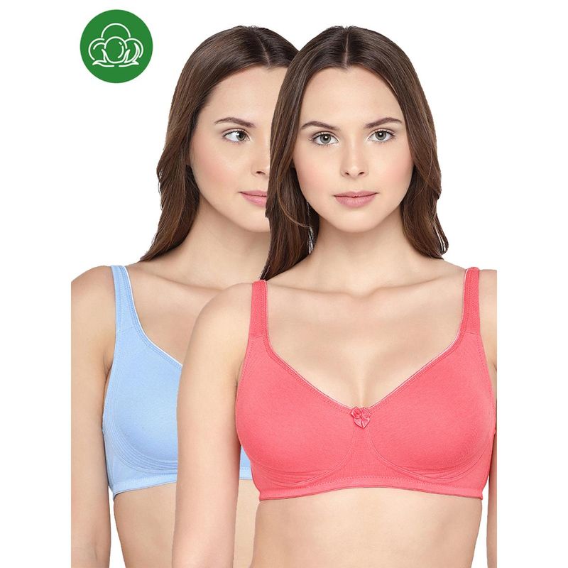 Inner Sense Organic Cotton Antimicrobial Seamless Side Support Bra (Pack of 2) (32B)