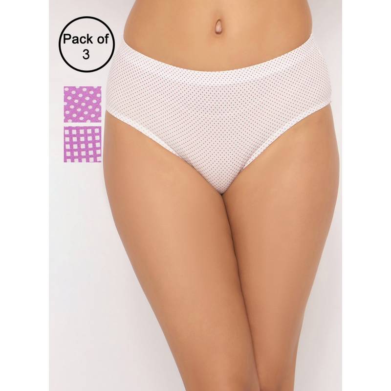 Clovia Polka Printed Waist Inner Elastic Hipster Panties (Pack of 3) (M)