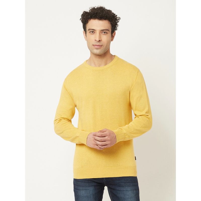 CRIMSOUNE CLUB Men Yellow Sweater in Pure Cotton (M)