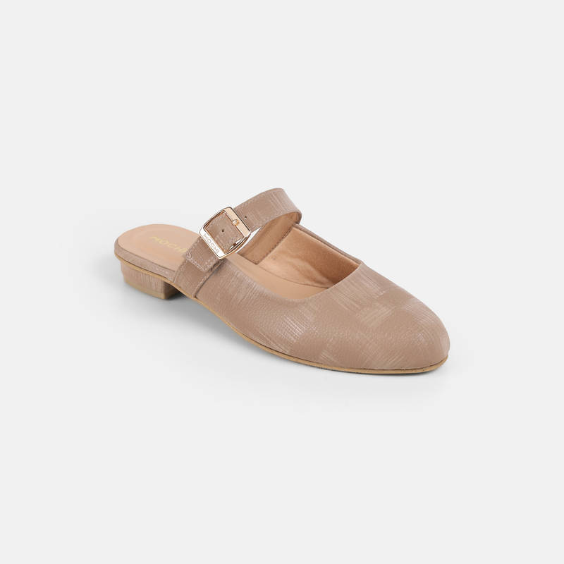 Mochi WoMen's Beige Slipper Sandal Heels (EURO 36)