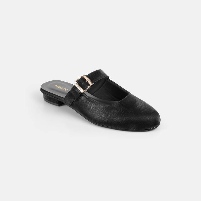 Mochi WoMen's Black Slipper Sandal Heels (EURO 36)