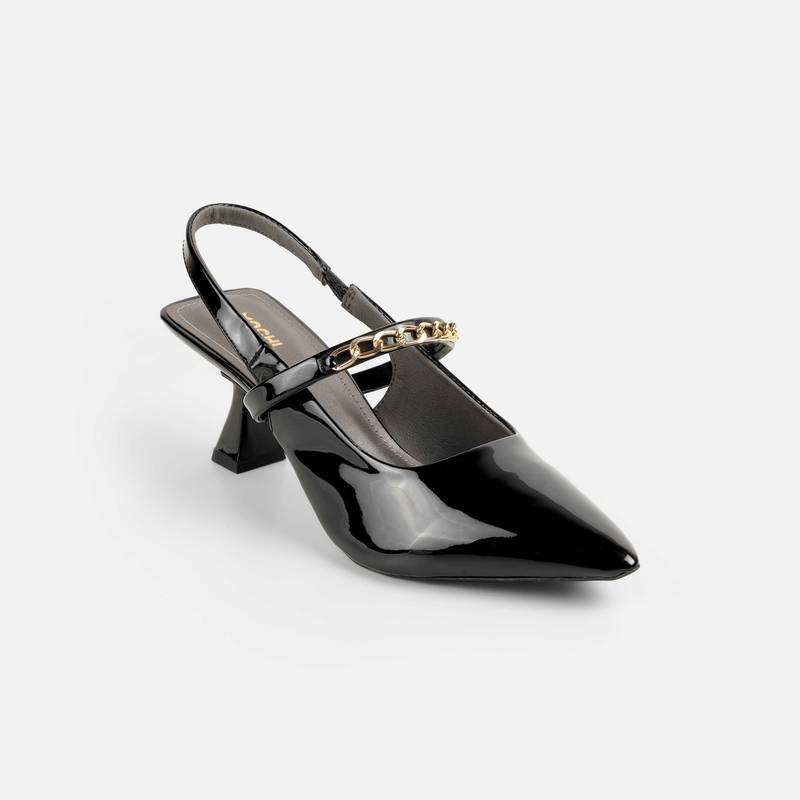 Mochi Black WoMen's Synthetic Sandal Heels (EURO 36)