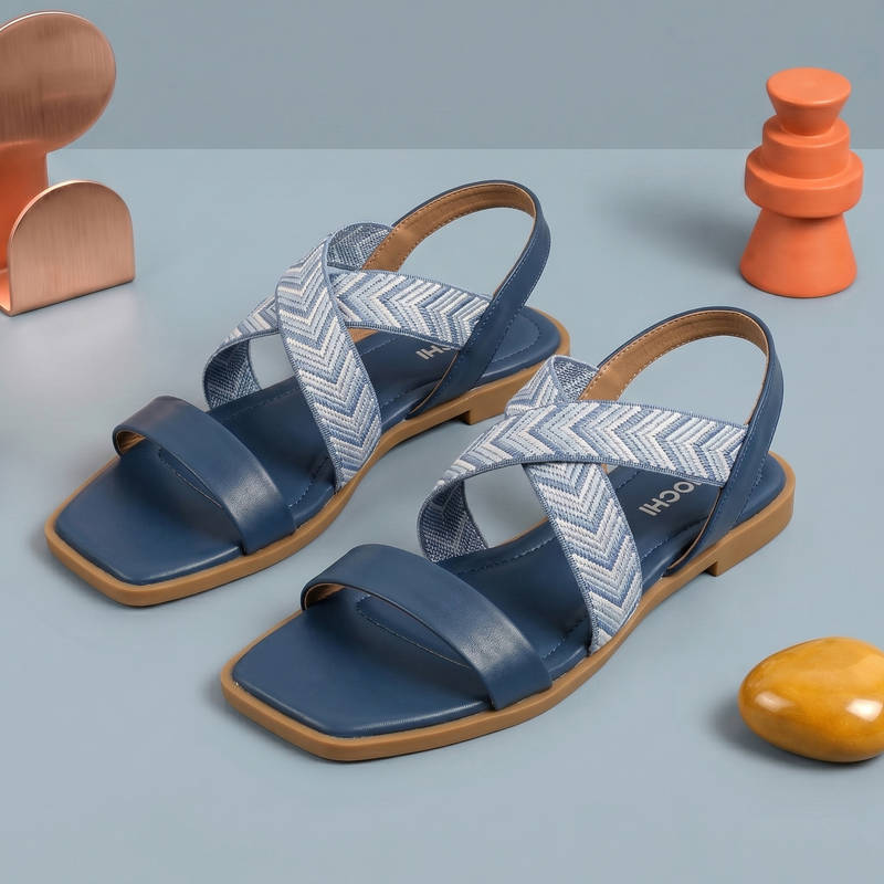 Mochi WoMen's Blue Casual Sandals (EURO 36)