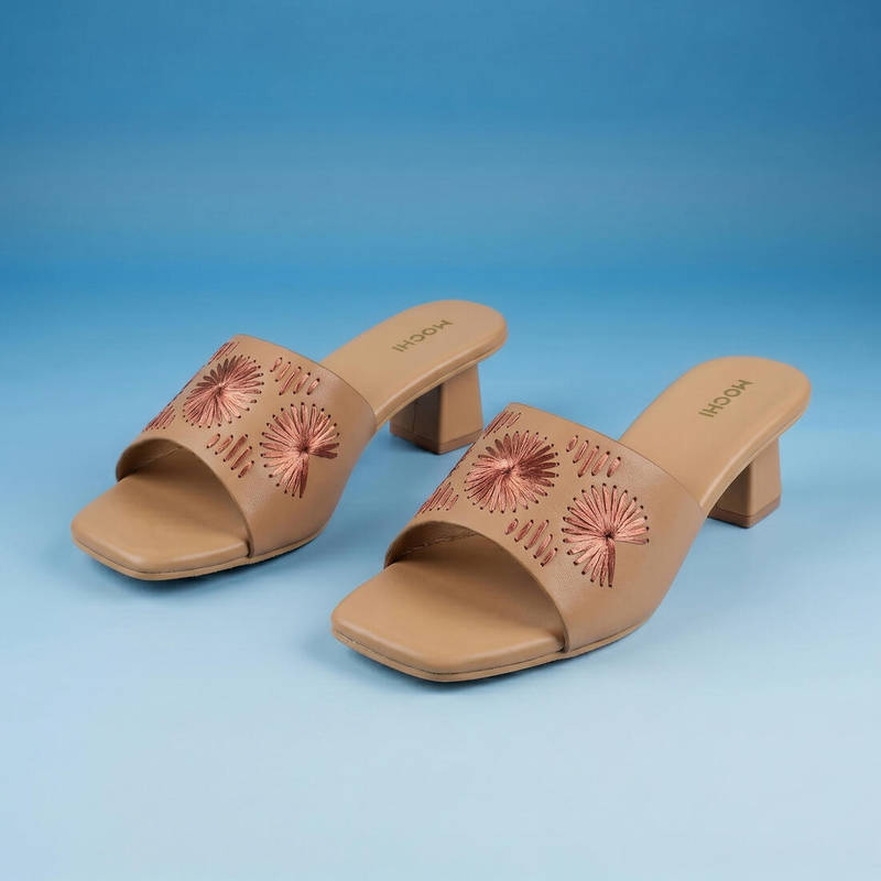 Mochi WoMen's Beige Casual - Heels (EURO 36)