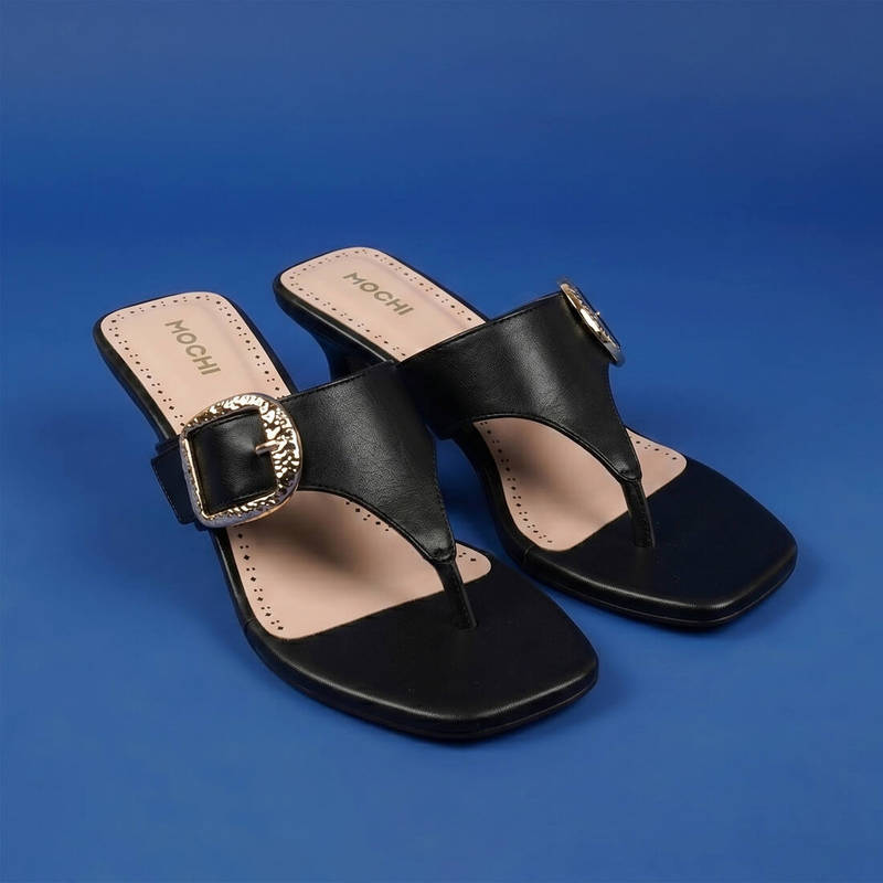 Mochi WoMen's Black Casual - Heels (EURO 37)