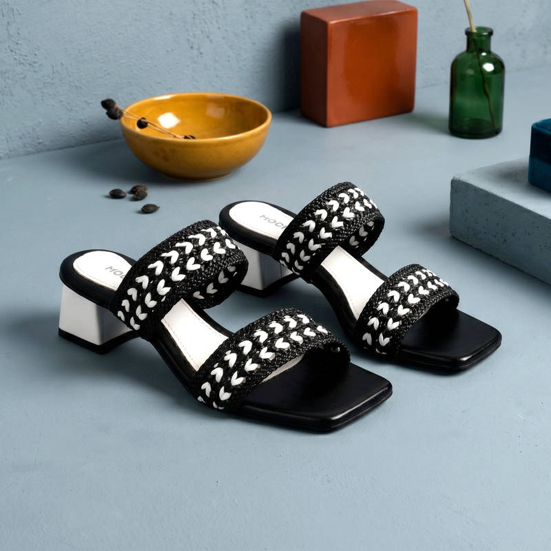 Mochi WoMen's Black Casual Heels (EURO 36)