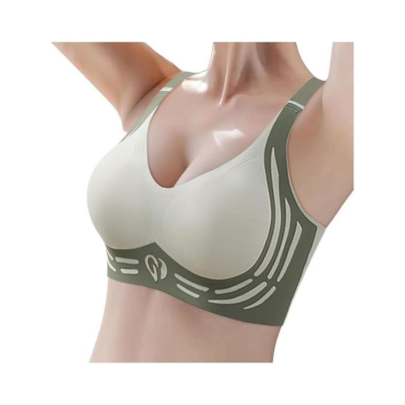 BRACHY Green Plus Size Padded Light Support Wireless Bra (L)