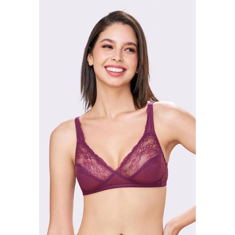 bodyline Romance Purple Double Layered Non-Wired Medium Coverage Lace Bra (36C)