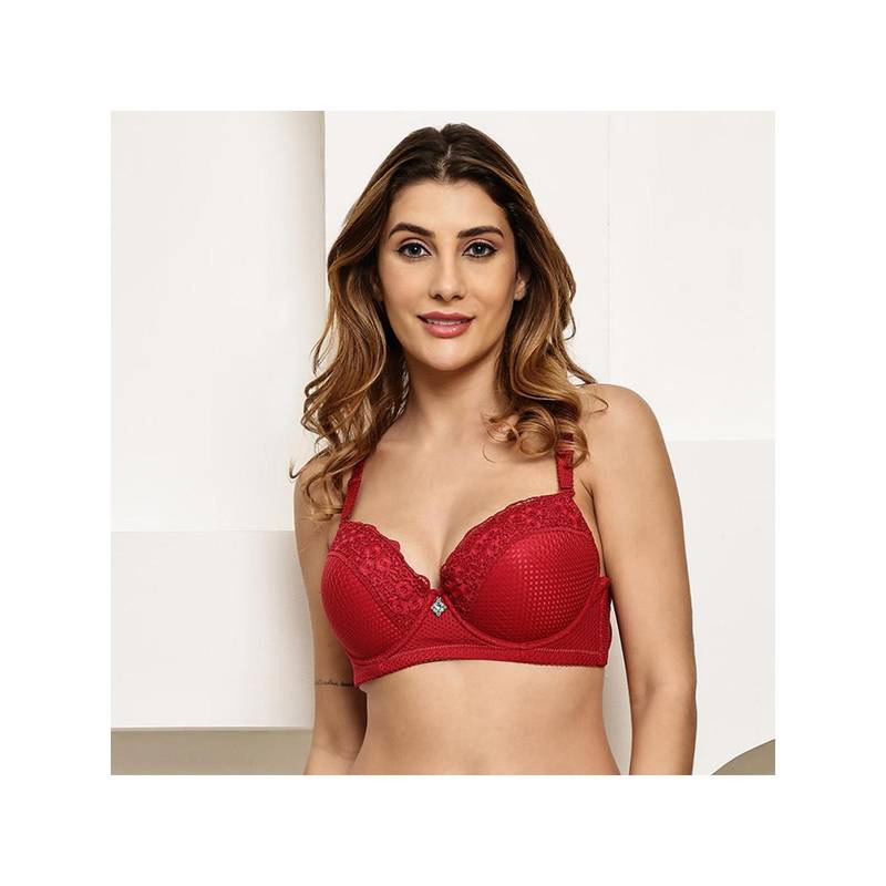 PrettyCat Womens Red Underwire Lace T-Shirt Bra (38C)