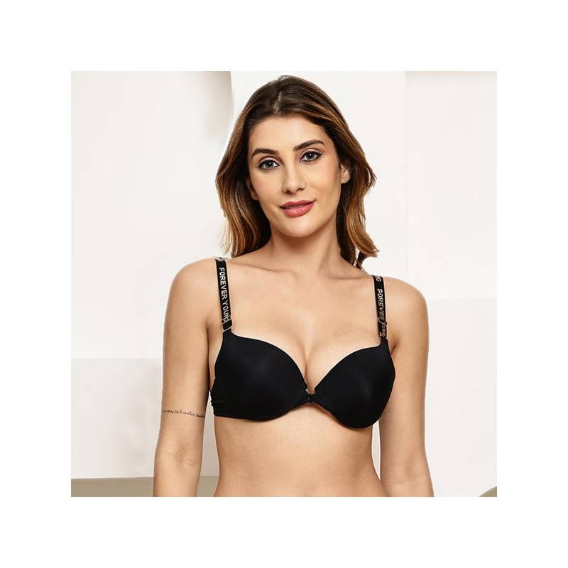 PrettyCat Black Front Open Multiway Pushup Bra (36B)