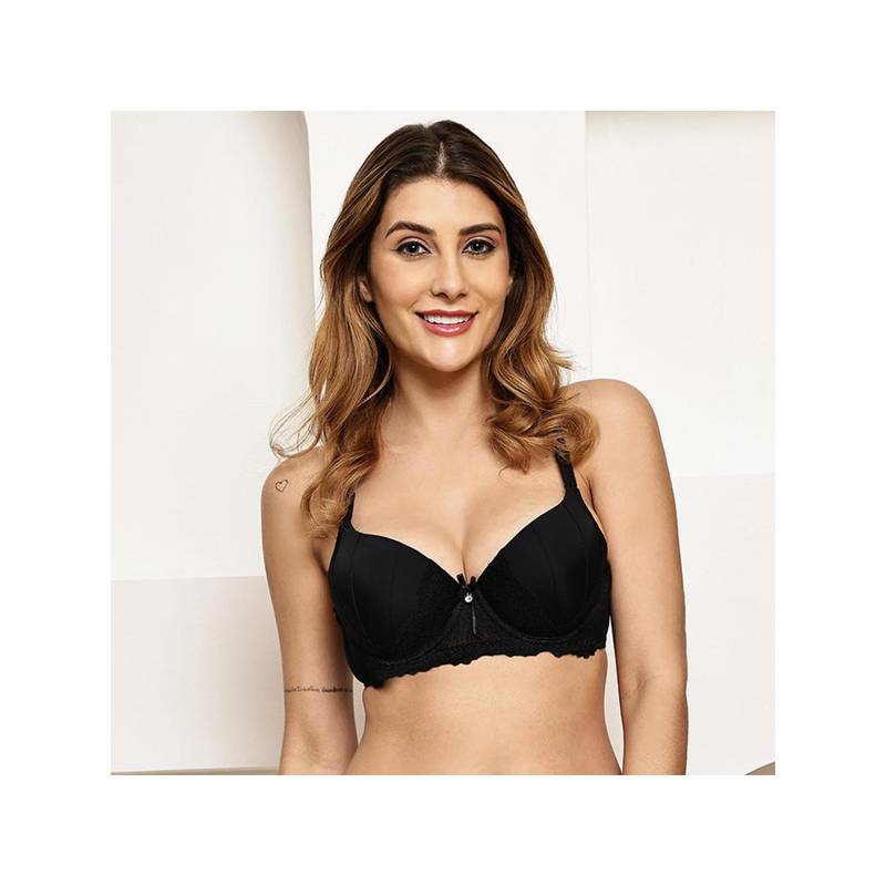 PrettyCat Womens Black Pushup Padded Underwire Lace T-Shirt Bra (36B)