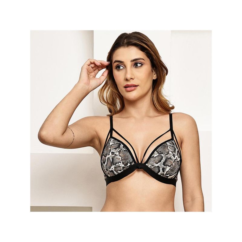 PrettyCat Womens Multi-Color Snake Print Strappy Triangle Bra (30B)