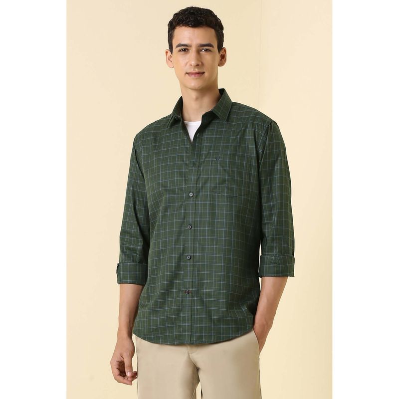 Allen Solly Men Green Check Full Sleeves Casual Shirt (42)