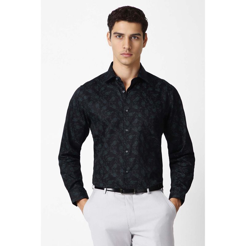 Van Heusen Men Black Printed Full Sleeves Wedding Shirt (40)