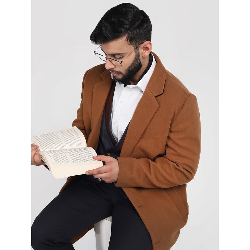 HONNETE Men Casual Regular Fit Tan Trench Coat (2XL)