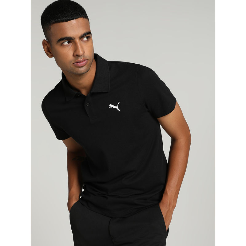 Puma Essentials Logo Mens Black Polo T-Shirt (M)