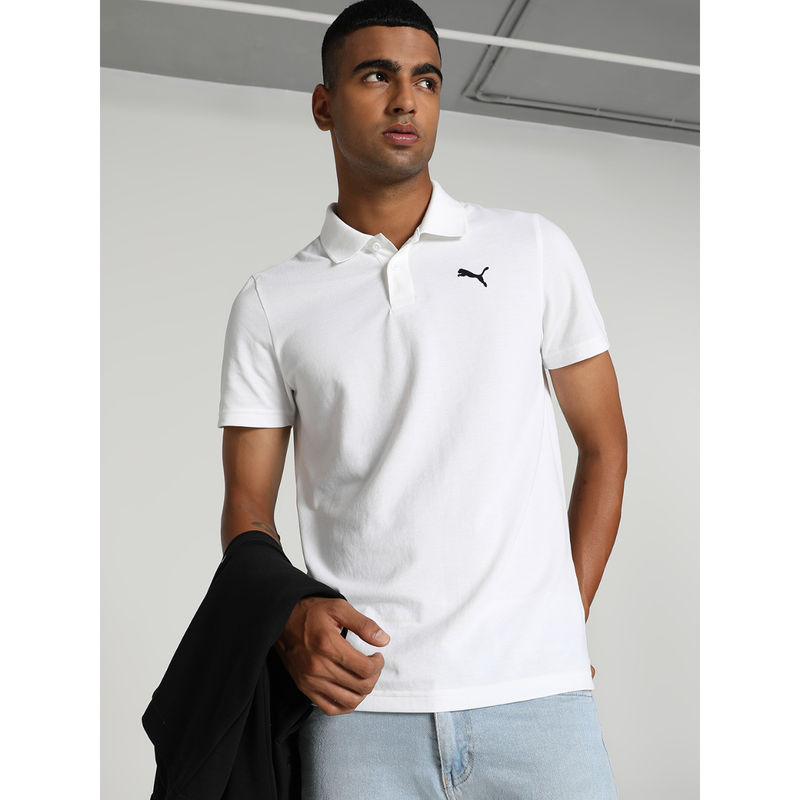 Puma Essentials Logo Mens White Polo T-Shirt (M)