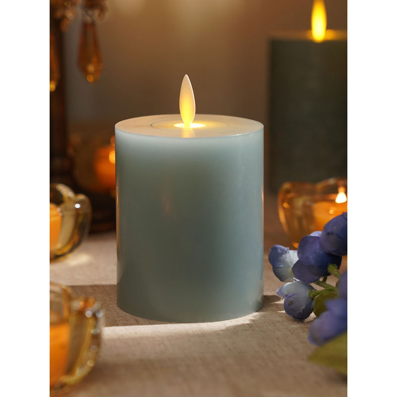 Pure Home + Living Blue LED Flickering Flame Wax Candle (S)
