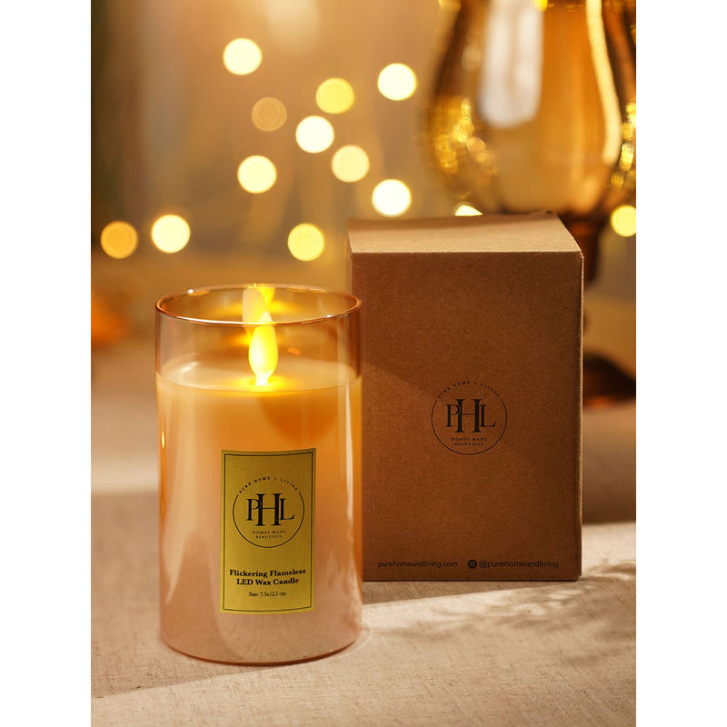 Pure Home + Living Amber LED Flickering Flame Candle (L)
