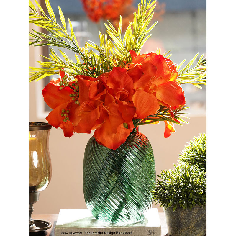 Pure Home + Living Green Swirl Textured Glass Vase (S)