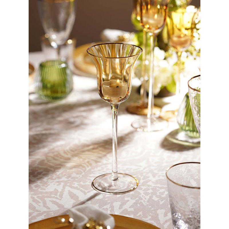 Pure Home + Living Gold Stem Candle Holder with Gold Rim (S)