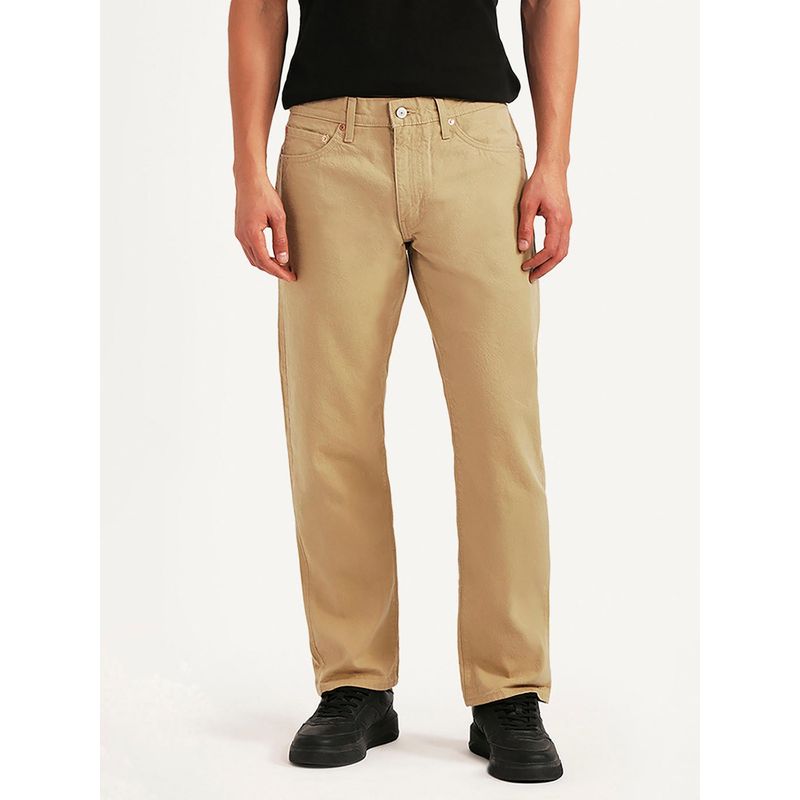 Levi's Men's 505 Beige Solid/Plain Mid Waist Jeans (32)
