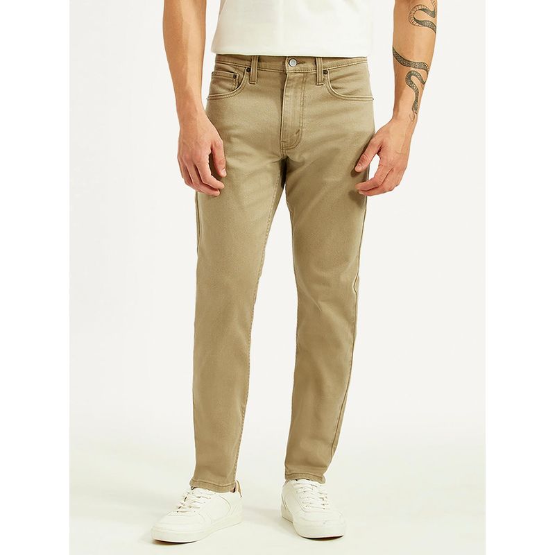 Levi's Men's 512 Beige Solid/Plain Mid Waist Jeans (28)