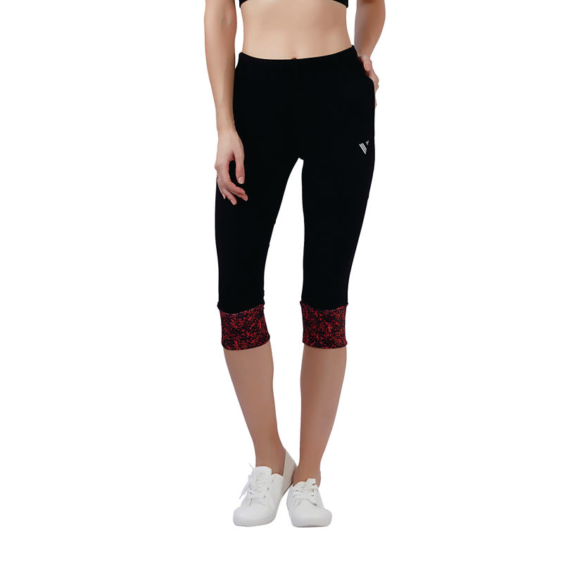 Veloz Women's Multisport Wear - Capri With Pocket Leggings 3/4Th V Flex - Black (M)