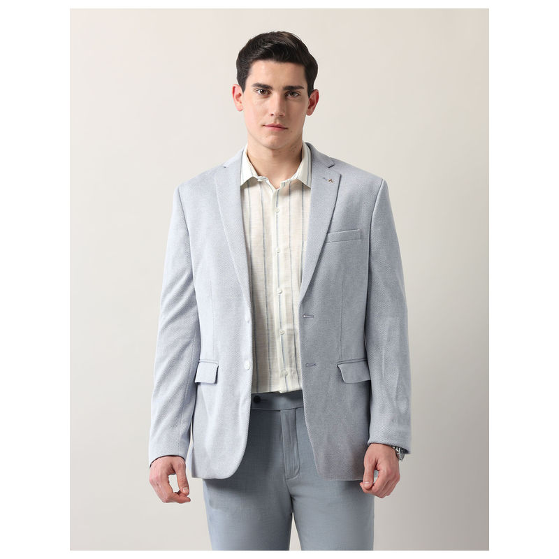 Arrow Men Arrow Geometric Pattern Zero Calorie Slim Fit Blue Blazer (40)