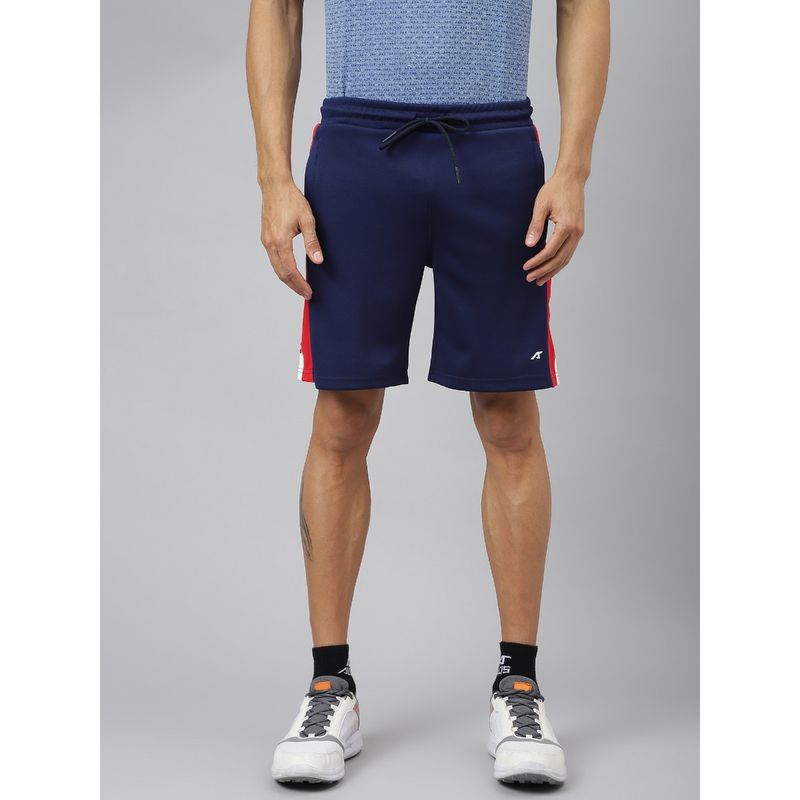 Alcis Men Medieval Navy Blue Graphic Print Soft Touch Slim Fit Athleisure Shorts (L)