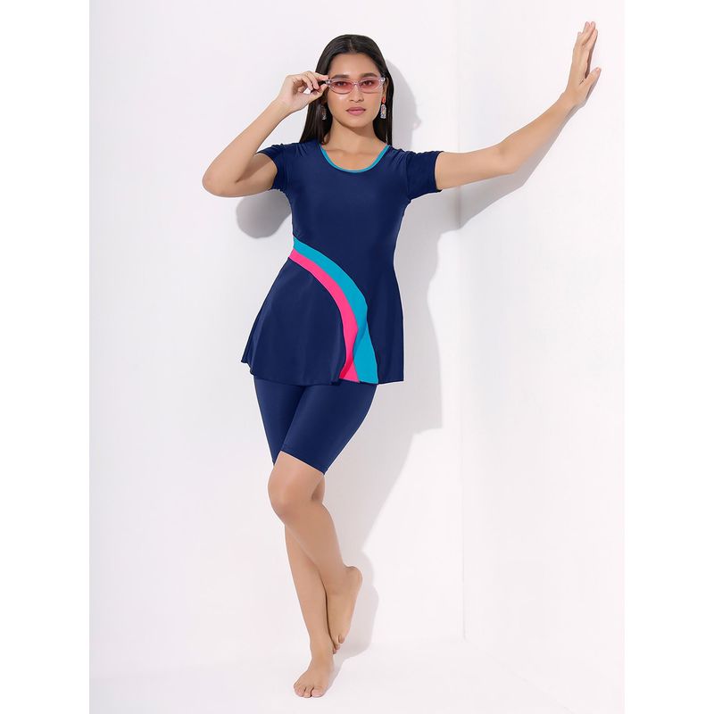 LYCOT Women Navy Blue Nylon Swimsuit (S)