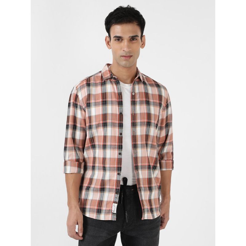 Wrangler Men Checked Pink Shirt (Regular) (L)