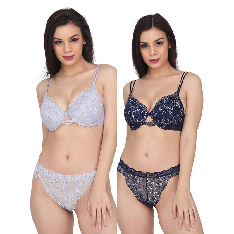 Curwish Charming Ladies Shimmer Dark Blue & Light Purple (Set of 4) (30C/S)