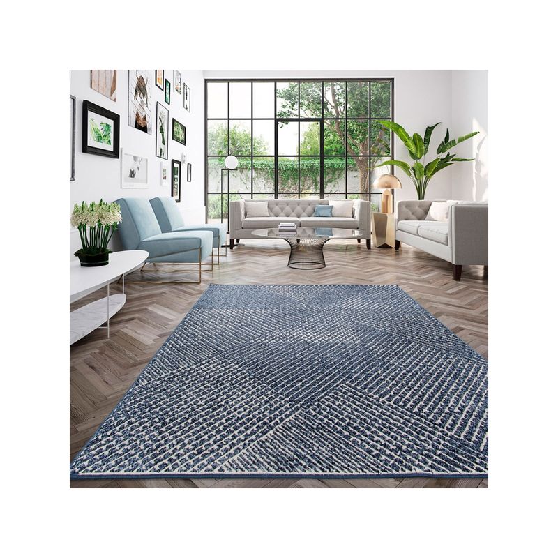 OBSESSIONS Super Soft Anti-Static Striped Carpet, Teal (4 x 6 Feet)
