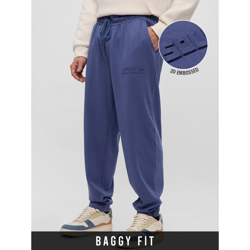 The Souled Store Originals Solids: Yale Blue Men Baggy Joggers (XL)