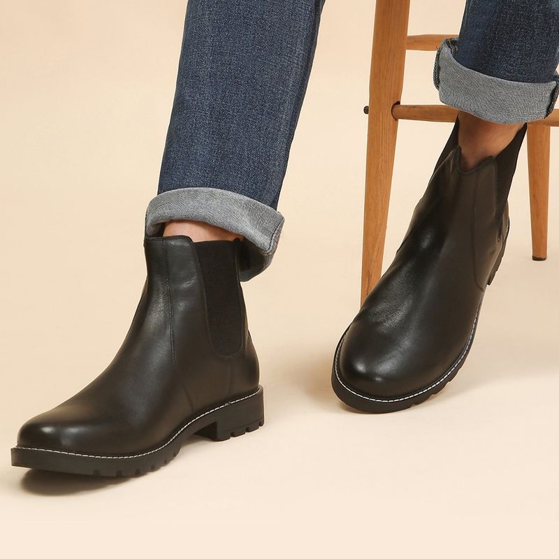Yoho Black Leather Chelsea Boots for Men (UK 9)