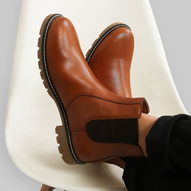 Yoho Tan Leather Chelsea Boots for Men (UK 8)