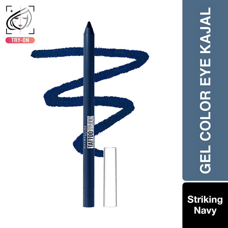 Maybelline New York Tattoo Studio Color Gel Eyeliner Pencil, Lasts Up To 36H - Striking Navy Blue