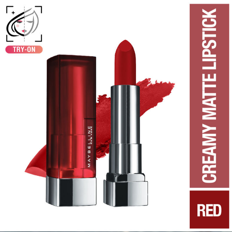 Maybelline New York Color Sensational Creamy Matte Lipstick, Lasts Up To 12H - 634 Bold Crimson