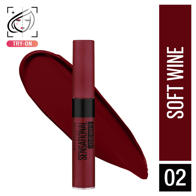 Maybelline New York Sensational Liquid Matte Lipstick, Weightless Comfort - 02 Soft Wine