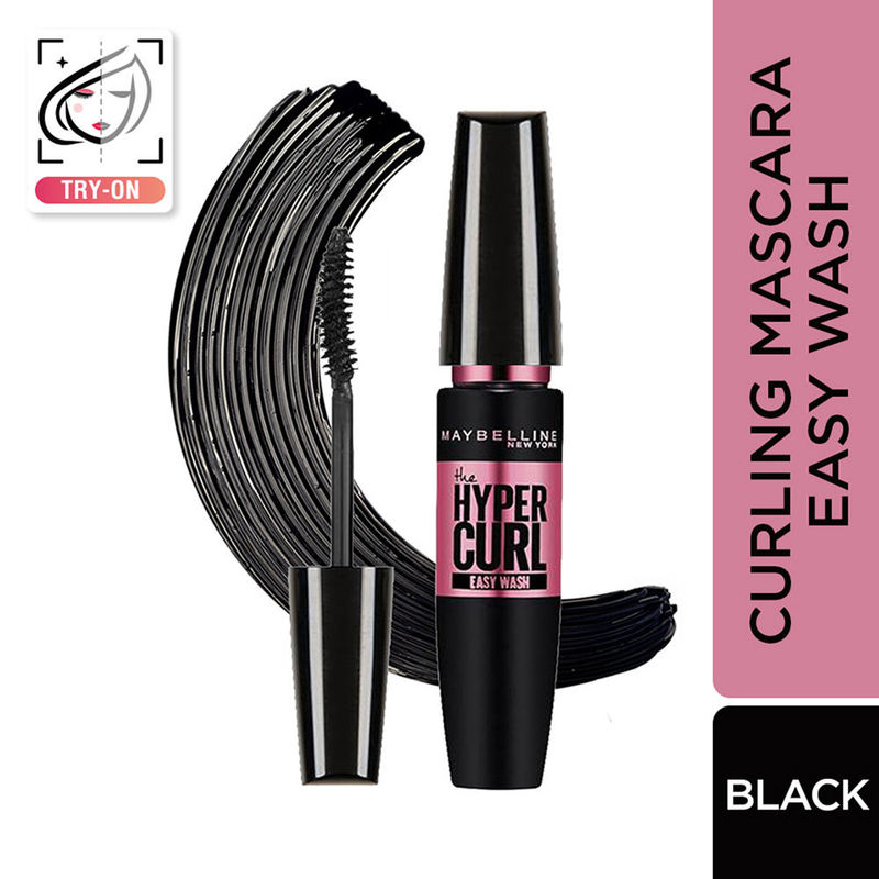 Maybelline New York Hypercurl Washable Mascara, Hyper Volumizing & Curl Lock Formula - Black