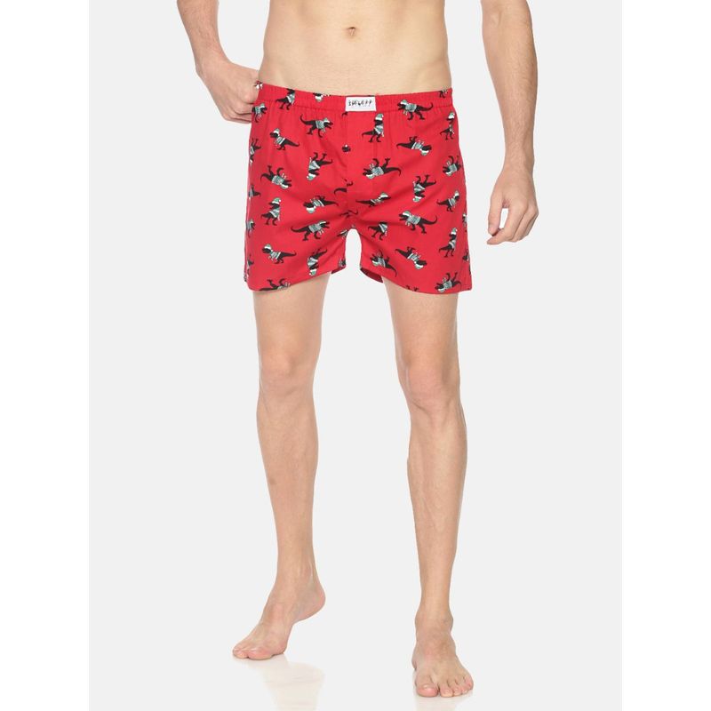 SHOWOFF Men's Cotton Casual Printed Boxers - Red (M)