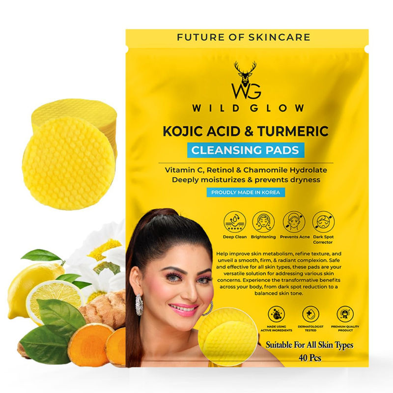 WILDGLOW Turmeric & Kojic Acid Face Cleansing Pads - Pack of 1