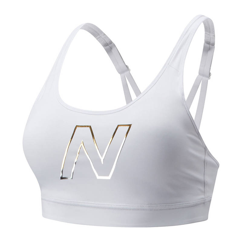 New Balance Womens White Heather Sports Bra (WB11038) (S)