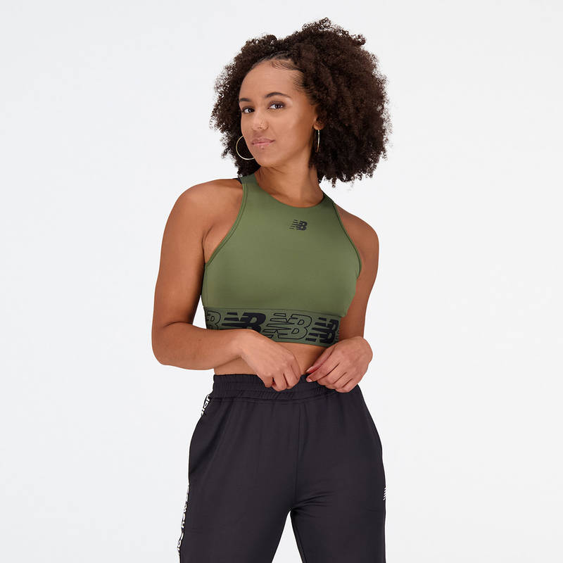 New Balance Womens Deep Olive Sports Bra (WB31175) (XL)