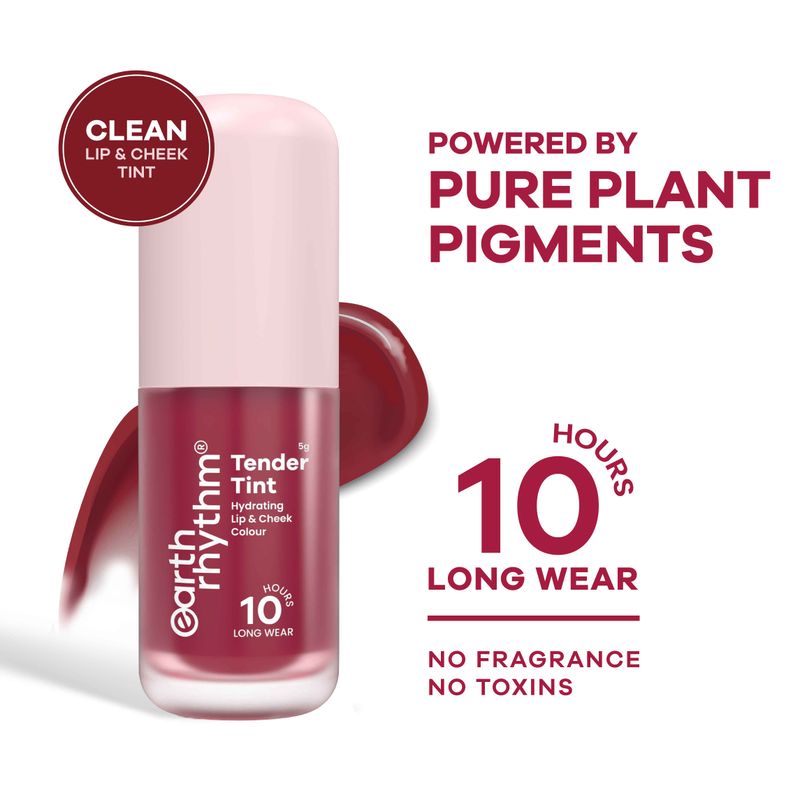 Earth Rhythm Tender Tint For Lip & Cheek With Pure Plant Pigments 10 H Stay - Merlot
