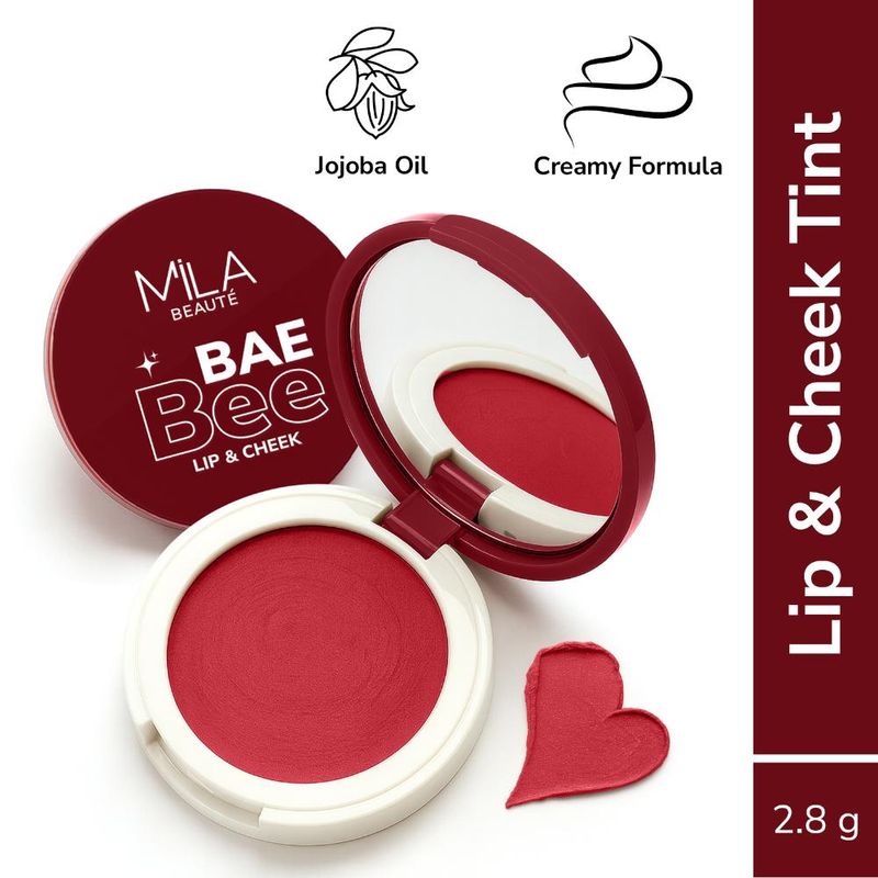 Mila Beauté Baebee Lip & Cheek Tint With Jojoba Oil & Vitamin E Shade - 04 Fresh Red